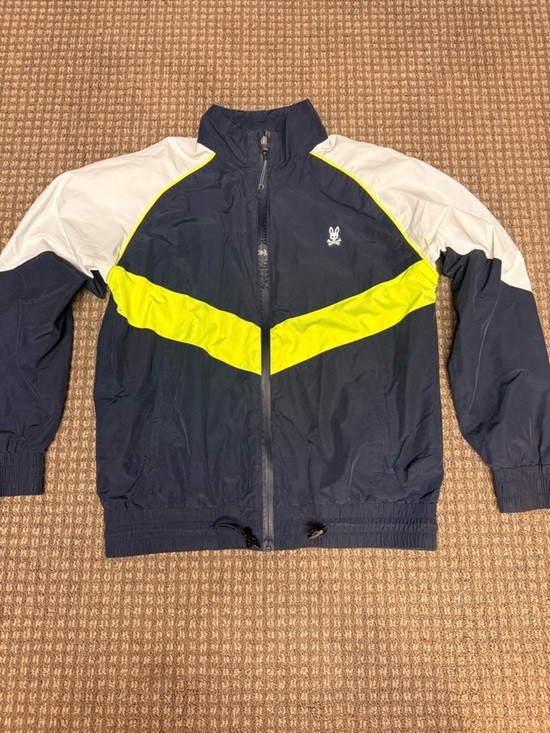 Psycho Bunny Other - Psycho Bunny mens' Navy & Neon Yellow Windbreaker Jacket